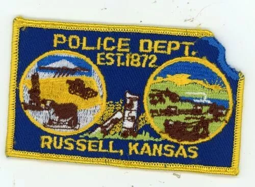 Kansas Ks Russell Police Nice State Shaped Shoulder Patch Sheriff