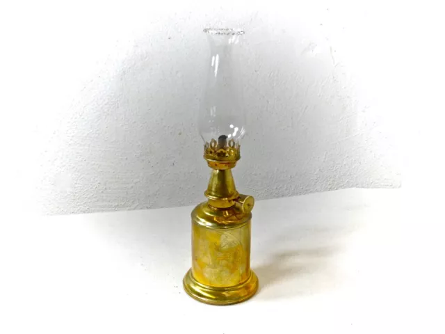 Petroleumlampe Tischlampe Pigeon *L'hirondelle* 27cm Messing Glas Docht Maritim