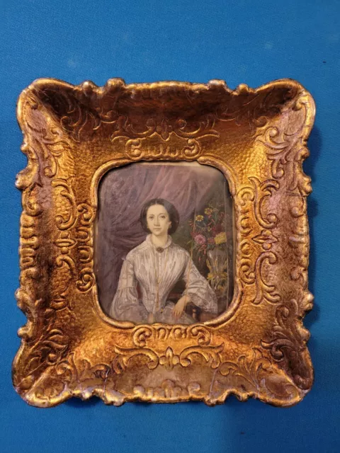 Finely Painted 19Th Century Miniature Portrait Painting Of A Lovely Lady