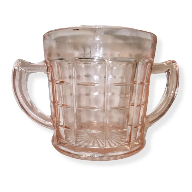 HAZEL ATLAS COLONIAL Block Green Depression Glass Open Sugar Bowl 