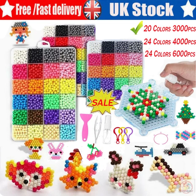 3000/6000 SUPER REFILL DIY Water Fuse Beads 24 SEPARATE Colour Kids Gift DIY Toy