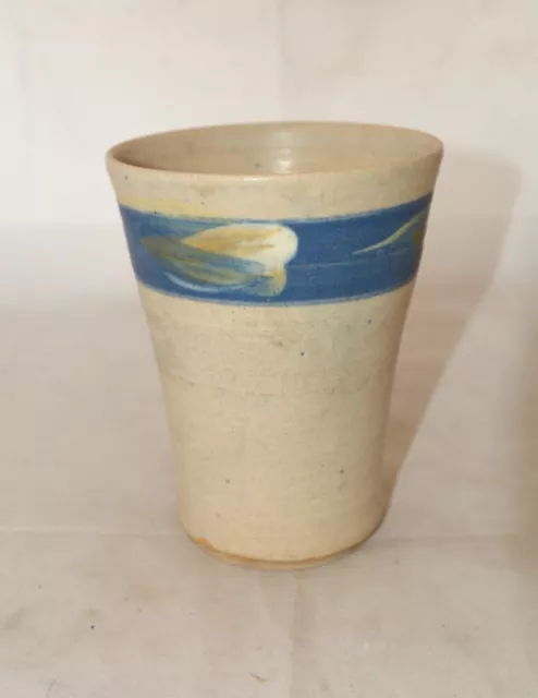 Francis Glanville Cooper Hand Painted Abstract Design Ribbed Studio Pottery Vase