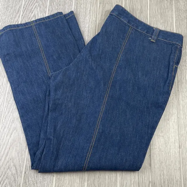 Old Navy Women's Tan Pleat Stitching Straight Leg Jeans Blue Size 10