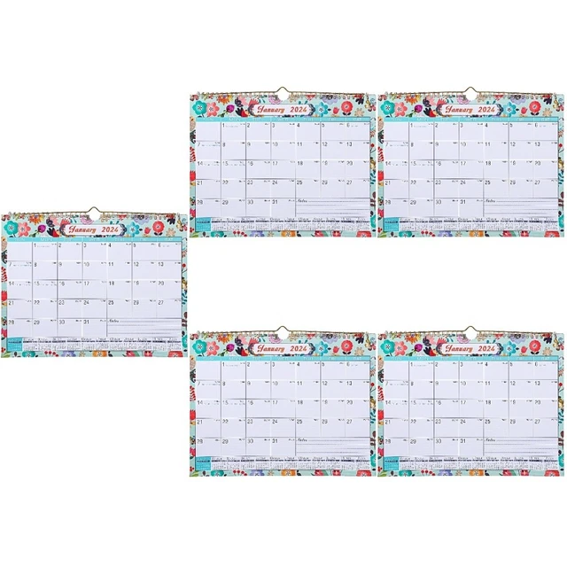 5 PACK STURDY Daily Use Calendar 2024 Planning 2023 Wall Dating Office