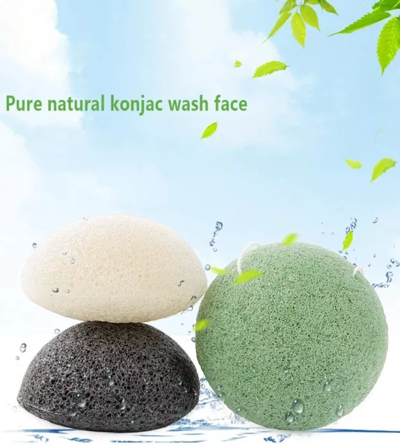 3 pack Premium Organic Konjac Sponge Biodegradable Face Exfoliator UK Stock