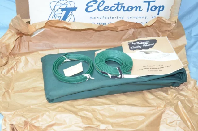 VTG NOS 1950-52 Chevy Pontiac Convertible Top Curtain Window GREEN Cloth Olds 88