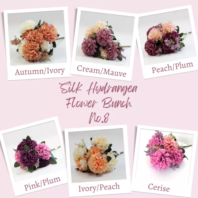 Artificial Silk Hydrangea Flower Bouquet (NO.8) - 6 Colours Wedding Home Decor