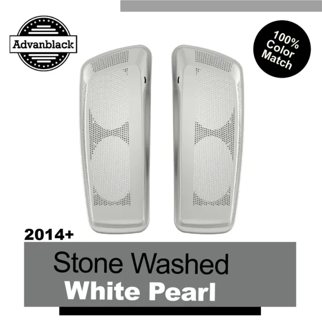 Stone Washed White Pearl Dual 6x9 Saddlebag Speaker Lids Cover For Harley 14+