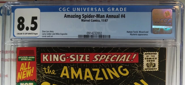 🌟 CGC 8.5 VF+ AMAZING SPIDER-MAN ANNUAL #4 MARVEL 1967 FF Human Torch MYSTERIO 2