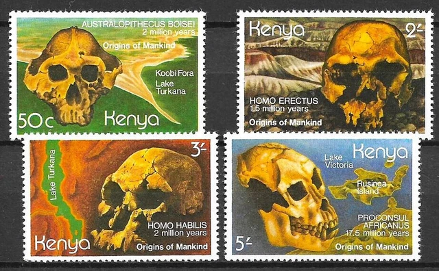 KENYA 1982 Origines de l'humanité,Crânes issus de fouilles...