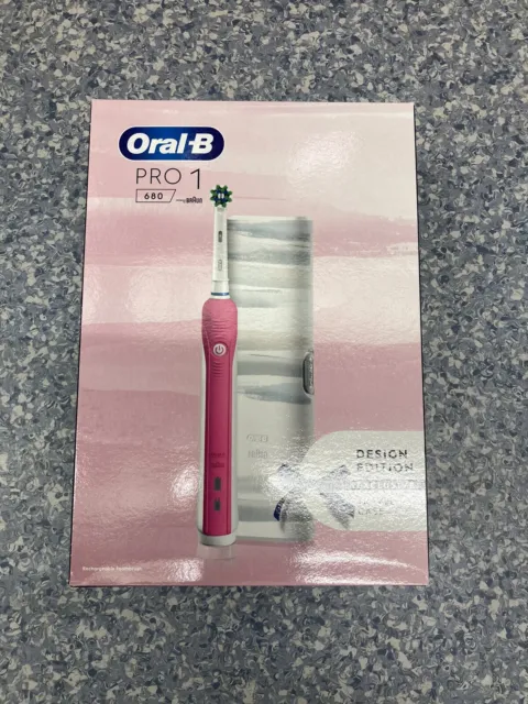 Oral-B Pro 680 Rechargeable Electric 3D Toothbrush with Travel Case - Pink/White