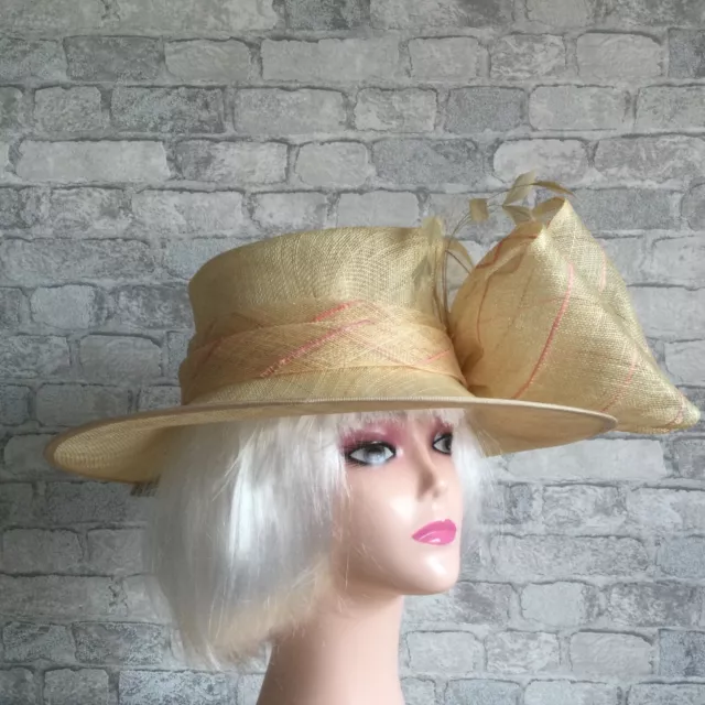 M&S Autograph Cappello da sposa 100% Abaca tesa larga naturale. In perfette condizioni