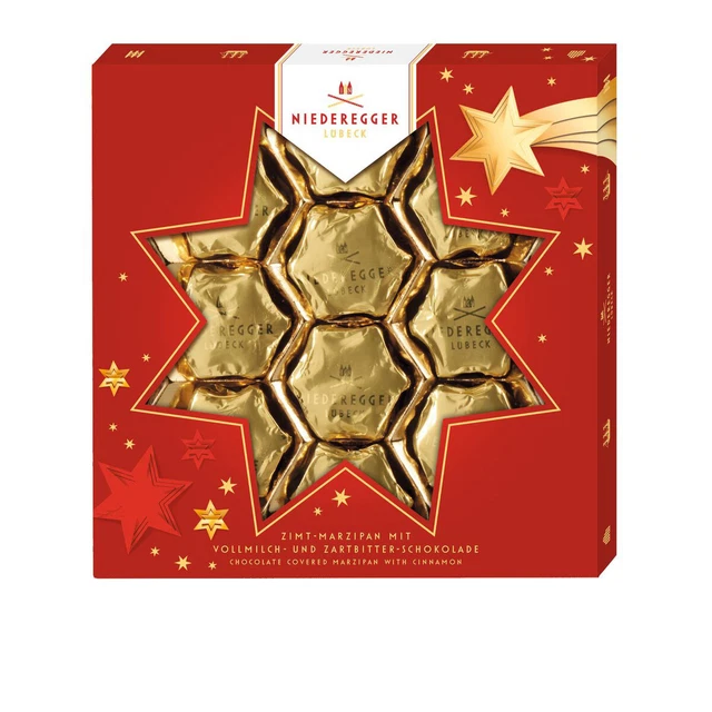 Low Regger Cinnamon Stars Marzipan Chocolates Tender Bitter Chocolate 125g