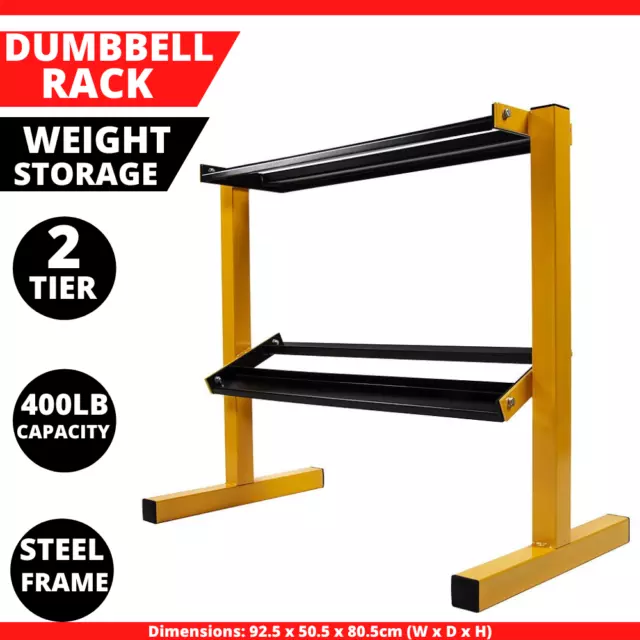 2 Tier Dumbbell Rack for Dumbbell Weights Storage Maximum Load Capacity 400lb