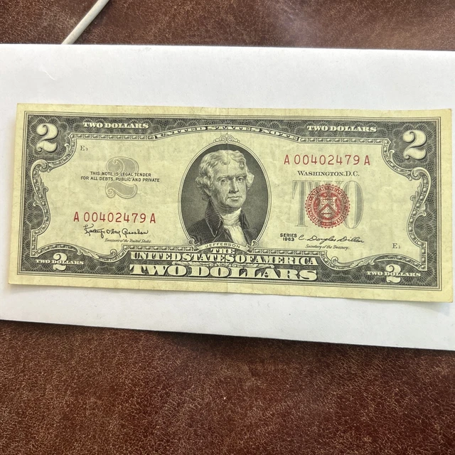 1963A $2 two dollar bill RED SEAL STAR NOTE UNCIRCULATED EXCEPTIONAL GEM !