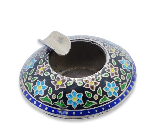 Vintage ashtray  cigaret sterling Silver 925 &Enamel  Cigarette holder