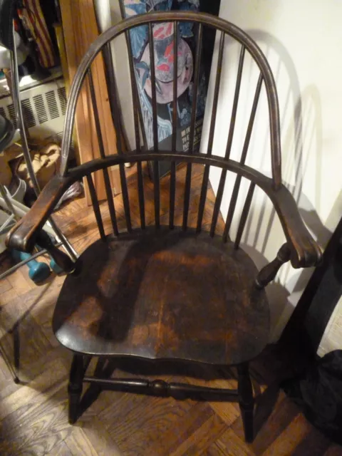 Great ANTIQUE OAK WINDSOR ARM CHAIR claw hand rests  Height 40" LOCAL PICKUP NYC