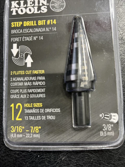 Klein Tools KTSB14 Step Drill Bit #14  12 Hole Sizes NEW + Free Shipping 3