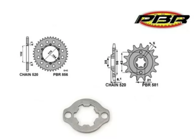 Yamaha Tt 350 1994 1995 1996 1997 Set Transmission PBR Engrenage Pignon + Loquet