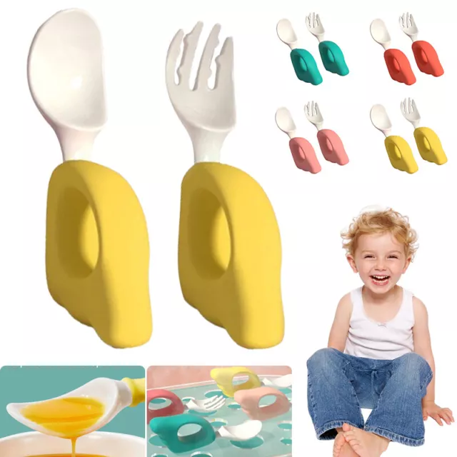 Fork Spoon  Learn To Eat Training Twist Suit Baby 2Pcs/Set Infant Training RY