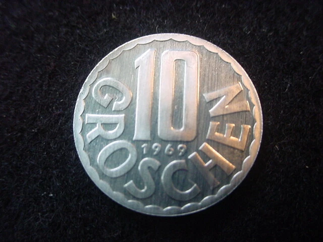 Austria 1969 Ten Groschen Coin, From Proof Set, KM 2878 2