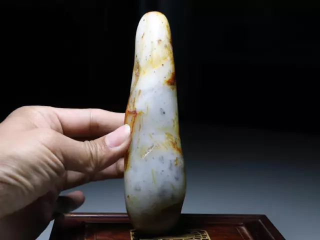 China Folk Ancient Culture Natural Hetian Old Jade Raw Stone Amulet Pendant 291g