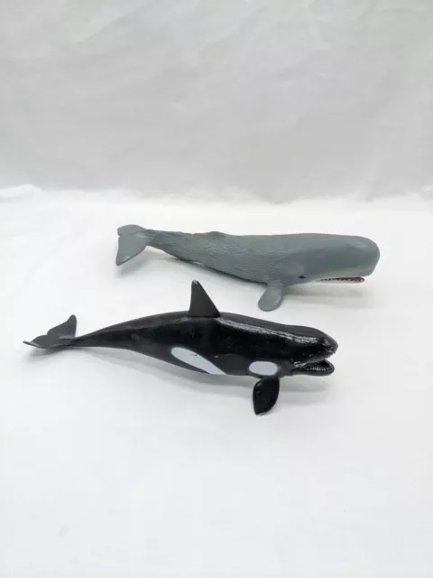 Lot Of (2) Aquatic Sperm Whale And Orca Figures