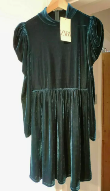 Zara velvet dress green sales