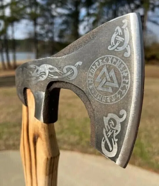 Custom Handmade Viking Axe Gift Viking Tracker Knife High Corban Steel Blade.