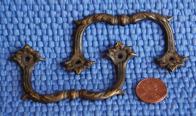 Pair ANTIQUE SOLID BRASS FRENCH PROVINCIAL DRAWER PULLS / Box HANDLES