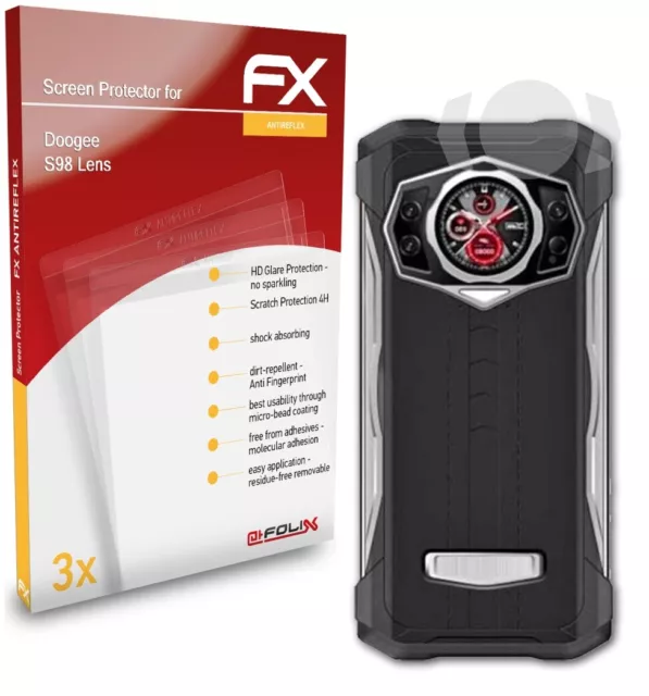 atFoliX 3x Screen Protection Film for Doogee S98 Lens matt&shockproof