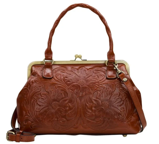 Patricia Nash Rora Tooled Leather Frame Satchel-Tan-NWT- Orig. $199.00