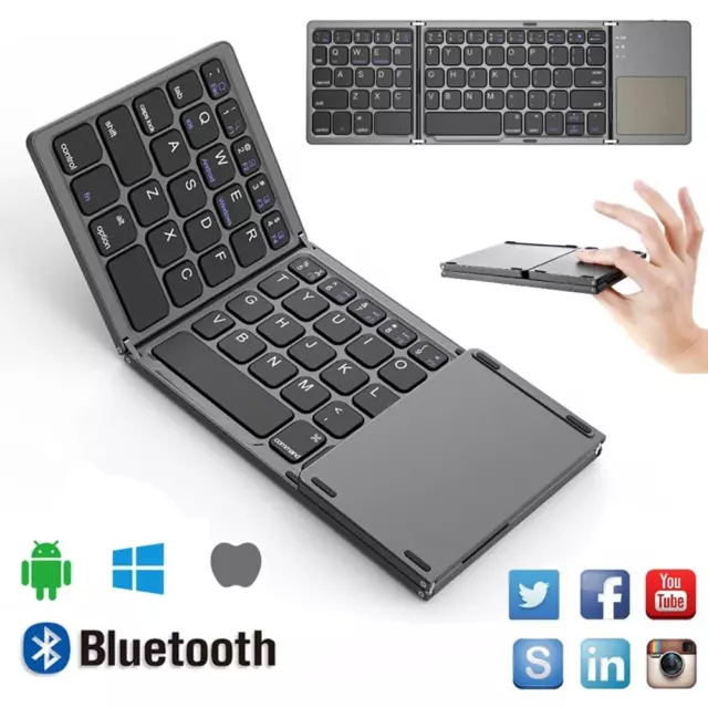 Mini Folding Keyboard Bluetooth Wireless Portable Universal Touchpad Keyboard