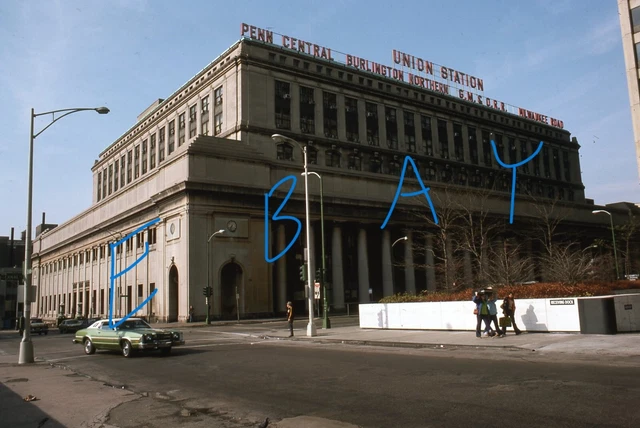 PC BN GM&O MILW Chicago Union Station Scene 1975 Original Kodachrome