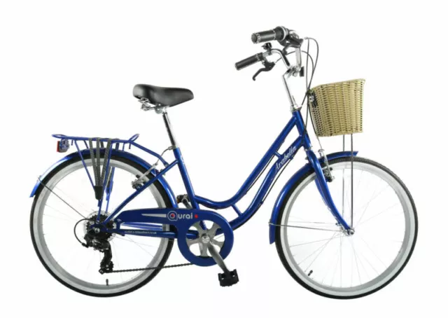 Aurai Arabella Bicycle Junior Heritage 24" Girls Bike 6Spd Shimano w Basket Navy