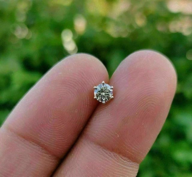 0.30 Round Solitaire Diamond Stud Nose Ring Piercing Pin 14k Yellow Gold Plated