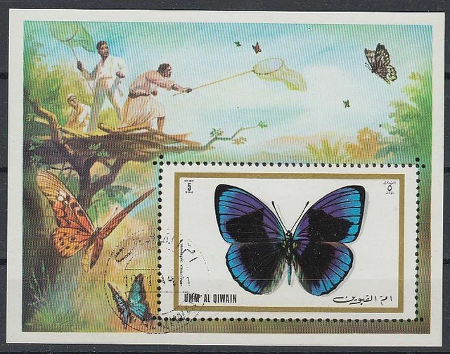Umm al Qiwain 1972 used Bl.50 Schmetterlinge Butterflies Tiere Animals Fauna