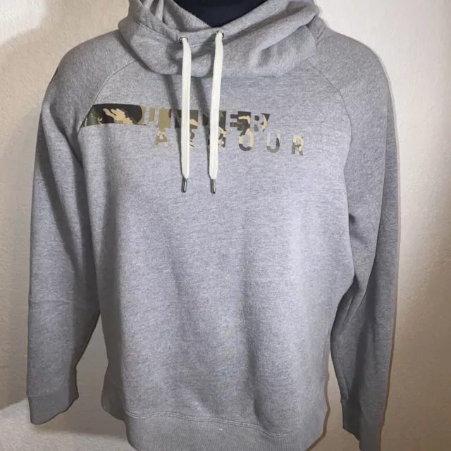 Under Armour Hoodie Large Gray Cold Gear Loose Camouflage Logo Sweater Train