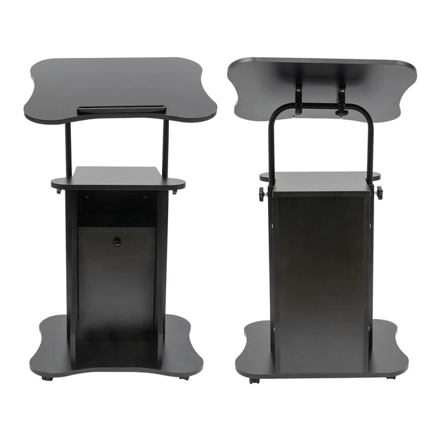 2 Pack Portable Rolling Podium Mobile Standing Laptop Desk Presentation Lectern