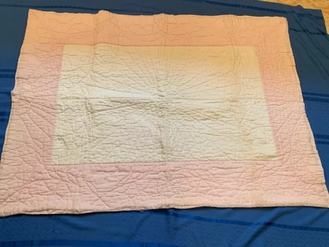 Vintage Pink and White Baby Quilt 1950 Era