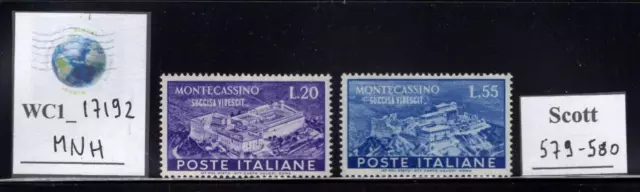 WC1_17192. ITALY. 1951 MONTECASSINO RECONSTRUCTION set. Sc. 579-580. MNH