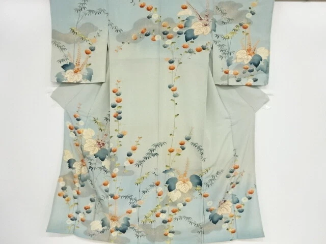 44816# Japanese Kimono / Antique Kimono / Paulownia & Kiku With Bamboo Grass