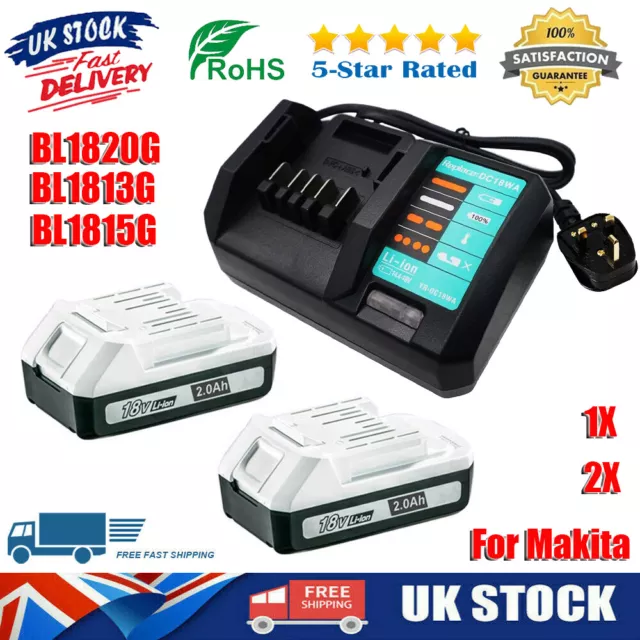 18V Genuine Makita Battery 2Ah BL1820G G-Series BL1815G BL1811G BL1813G Charger