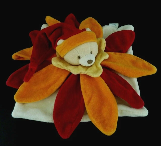 14. Doudou Et Compagnie Plat Petale Ours Rouge Rose Orange Jaune Bonnet - Ttbe