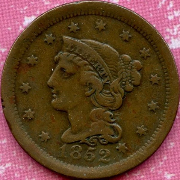 1852 (F) 1C Braided Hair Large Cent