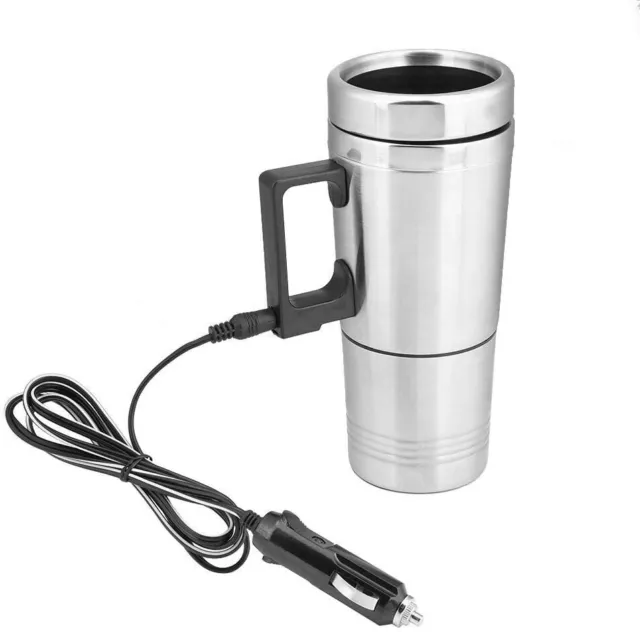 Travel 12V Car Thermos Thermal Heating Mug Cup Kettle Plug Heated Auto Adapter