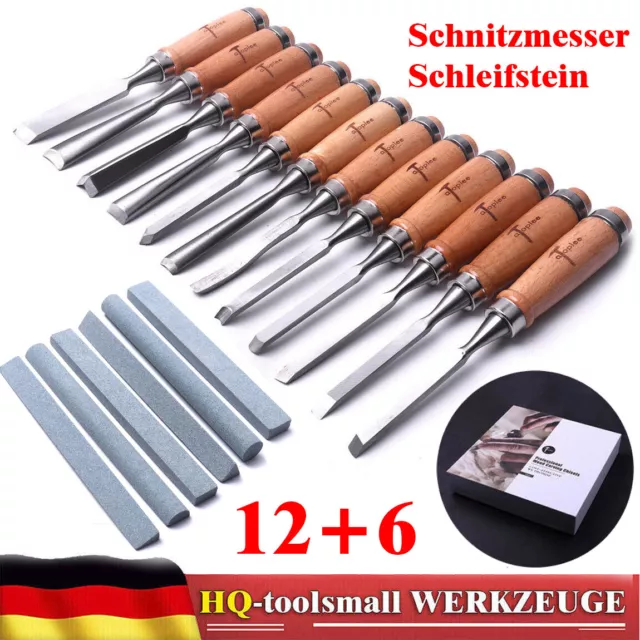 Schnitzwerkzeug Satz 12 Teilig Schnitzsatz Schnitzmesser Handwerk W/Schleifstein