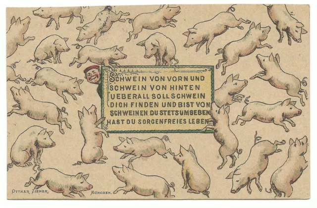 Schwein Schweine Jux-AK Vorläufer-Litho 1893!! schööön!