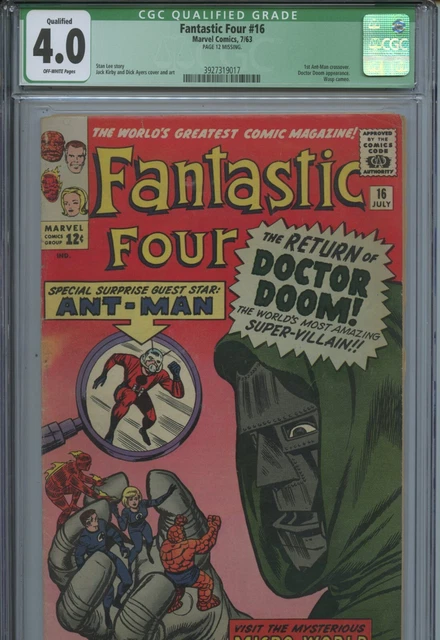 1963 Marvel Fantastic Four #16 Doctor Doom 1St Ant-Man X-Over Cgc 4.0 Qualified
