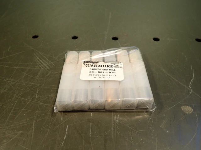 6-Pack of Rushmore Solid Carbide Finishing End Mills: 3/8" dia 1" LOC 20-501-079